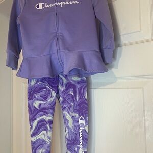 Toddler’s Champion Heathered Purple Zip-Up with Matching Leggings